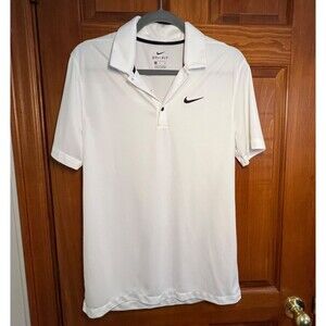 Men's Nike Dri-FIT Golf Polo  White Standard Fit Small Embroidered Swish